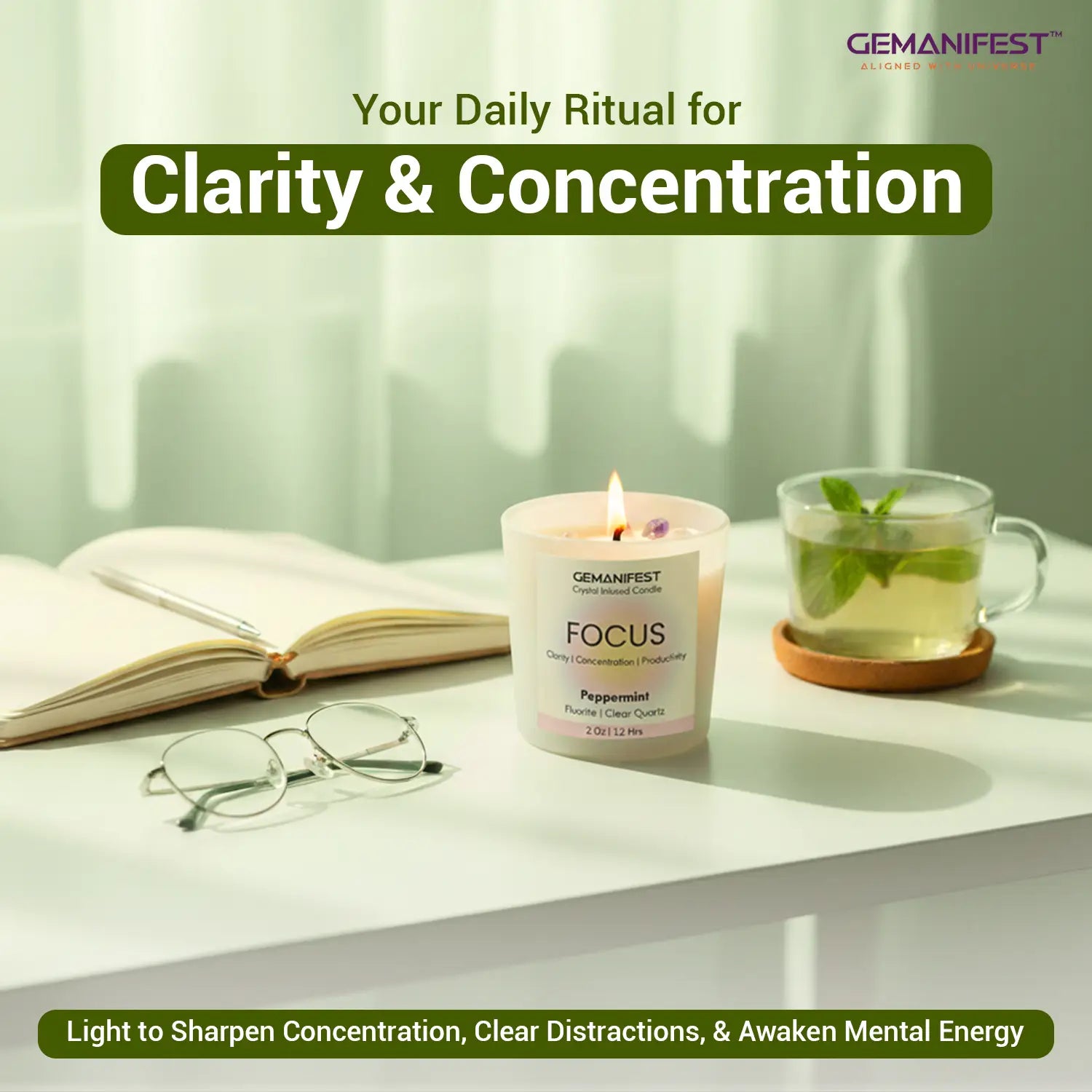 Focus Manifestation Candle for Clarity & Concentration