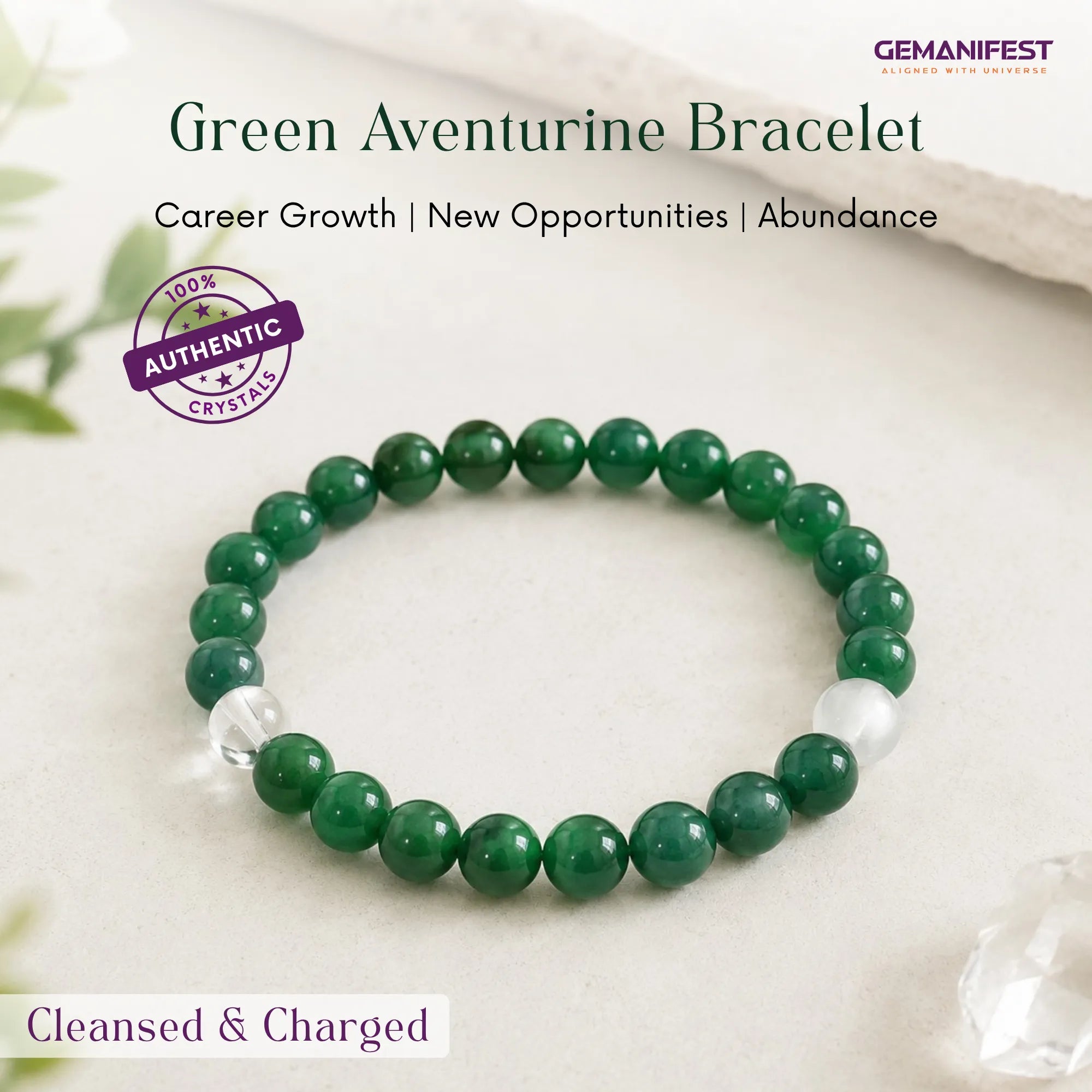 Green Aventurine Bracelet for Career Growth & Luck