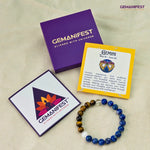 GEMANIFEST products including a bracelet, card, and packaging on a beige background