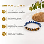 Gemini Zodiac Bracelet with Tiger’s Eye & Lapis for Clarity