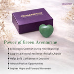 Gemanifest green aventurine stone and box on a light background