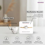 Gemanifest Manifestation Bracelet with howlite heart on a white card, featuring product details.