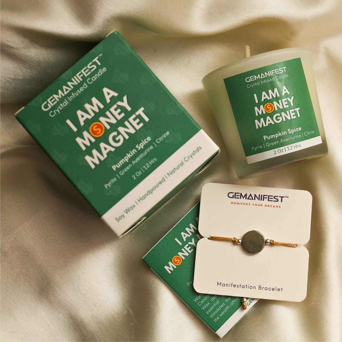 Money Magnet Manifestation Candle with full kit set for Wealth, Prosperity, and Abundance.