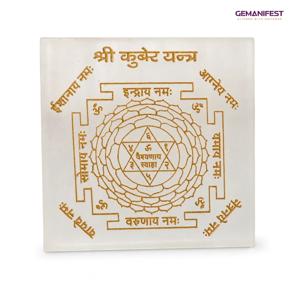 Kuber Yantra Selenite Charging Plate for Prosperity Manifestation