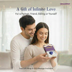 Couple holding a GEMANIFEST product with text about a gift of infinite love.