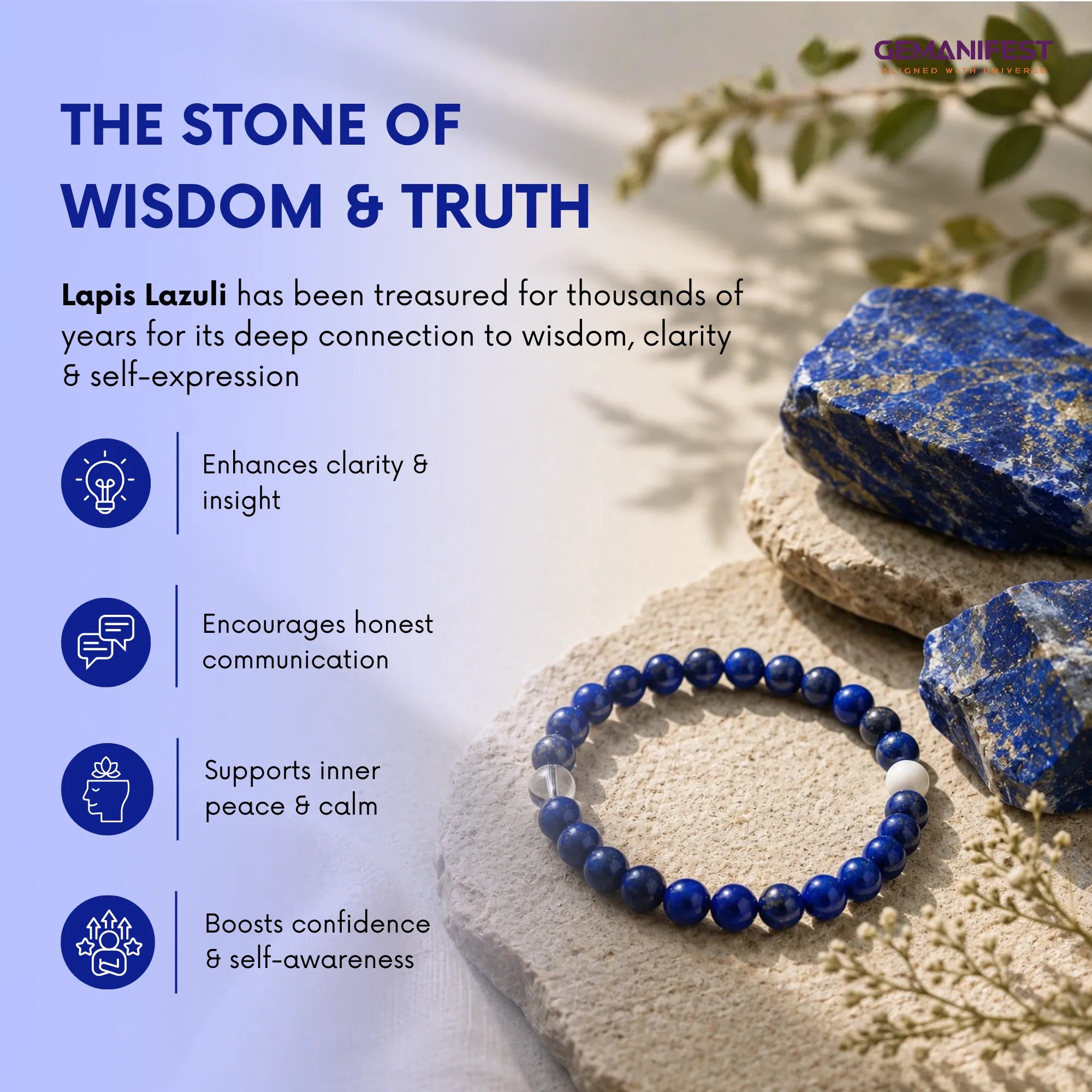 Lapis Lazuli Bracelet for Wisdom & Self-Expression