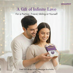 Couple holding a GEMANIFEST product with text about love and free gift wrap.