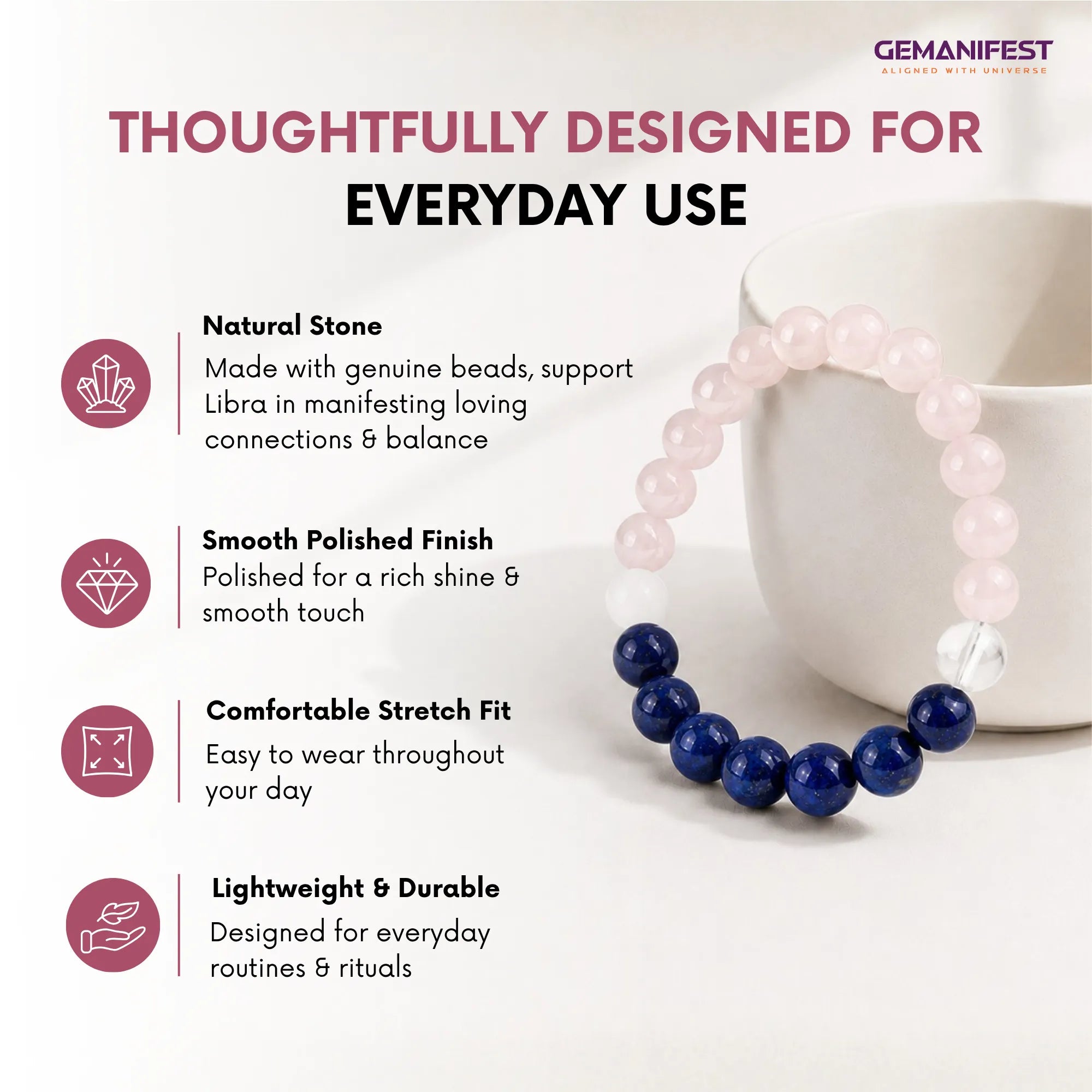Libra Zodiac Bracelet for Harmony, Love & Inner Peace