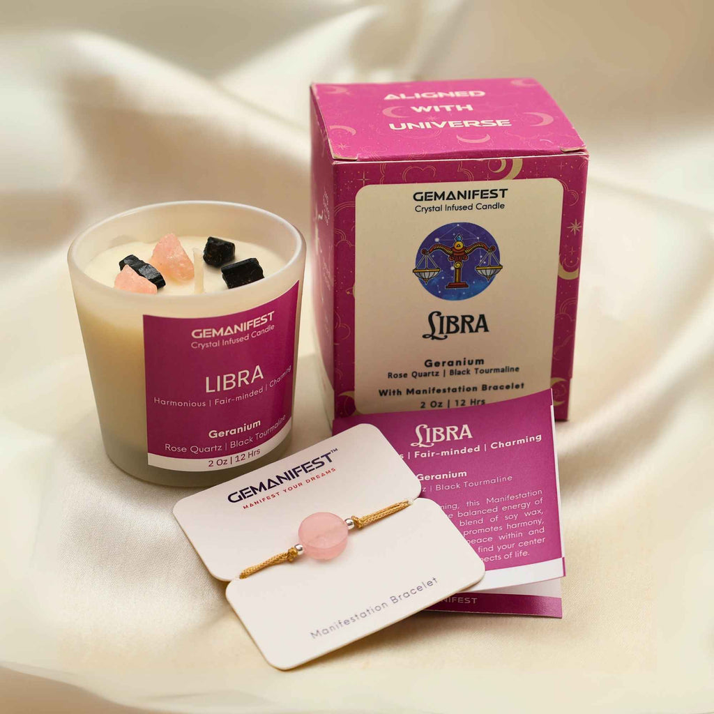 Libra Zodiac Manifestation Candle with full kit set for harmony and protection.