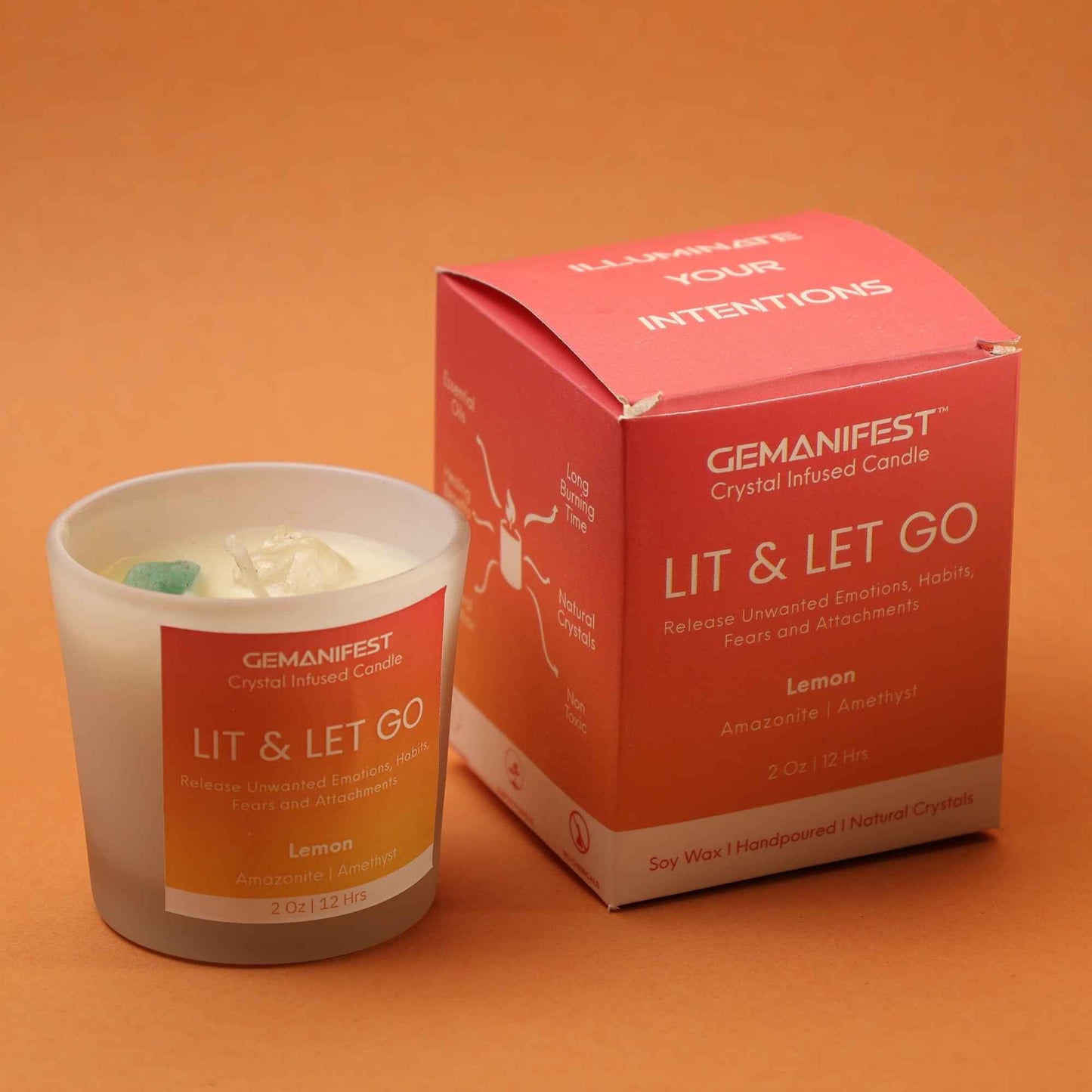 Lit & Let Go Manifestation Candle with ready to gift packaging for Emotional Release, Clarity, and Renewal.