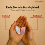 Rose Quartz and Clear Quartz crystals used in Love manifestation candle.