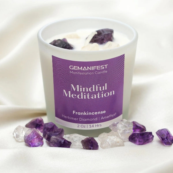 Mindful Meditation Candle with Amethyst 