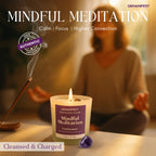 GEMANIFEST Mindful Meditation candle with a person meditating in the background