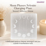 Moon Phases Selenite Charging Plate for Renewal & Daily Reflection