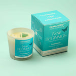 New Beginnings Manifestation Candle with ready to gift packaging box for Fresh Starts, Renewal, and Endless Possibilities.