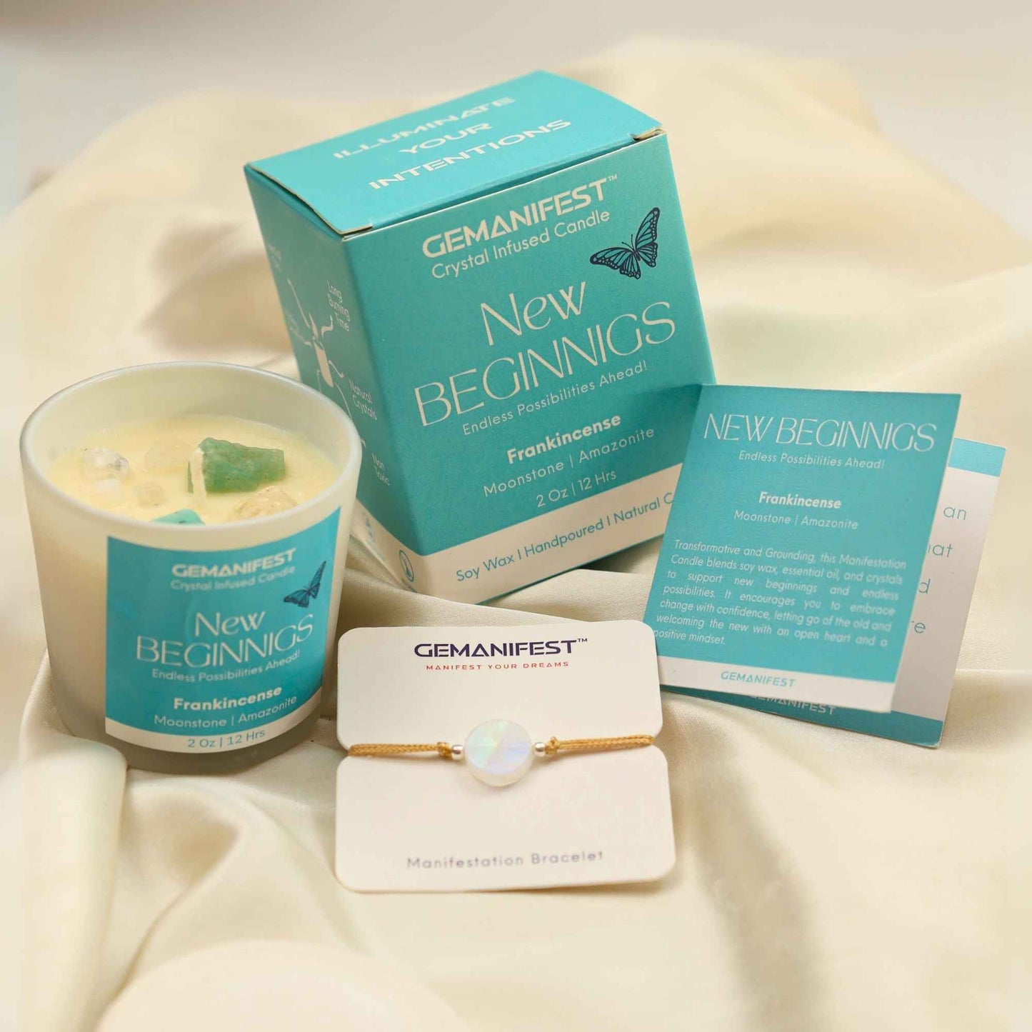 New Beginnings Manifestation Candle with full kit set for Fresh Starts, Renewal, and Endless Possibilities.