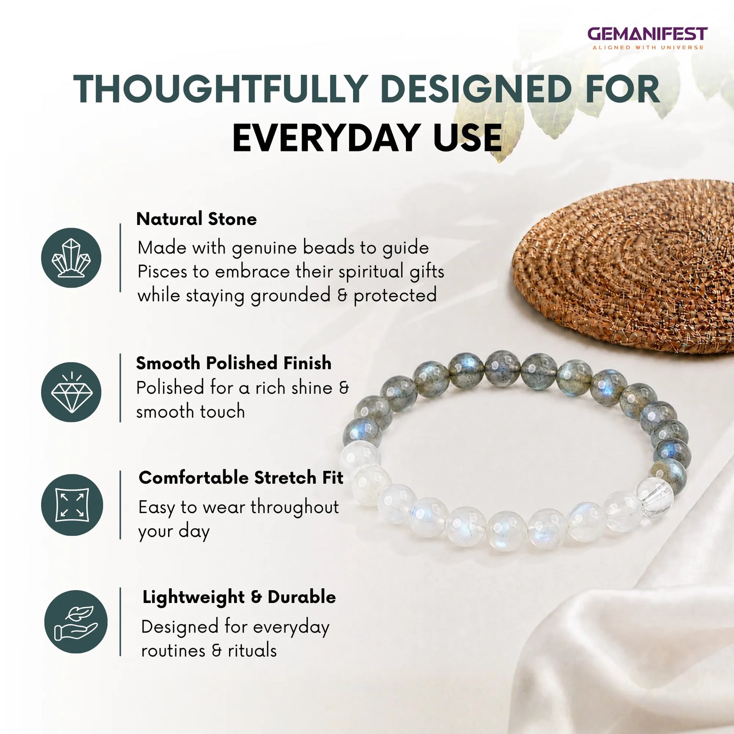 Pisces Zodiac Bracelet – Stones for Intuition & Protection