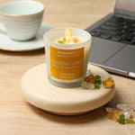 Positive Vibes Manifestation Candle with lifestyle photoshoot for Confidence and Happiness.