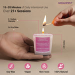 Pregnancy crystal candle with size, soy wax, vegan, and natural features.