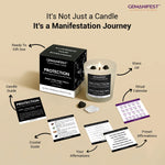 Protection manifestation candle gift set with affirmation cards and ritual guide.