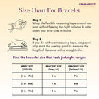 Size chart for bracelet with measurement instructions and a GEMANIFEST logo.