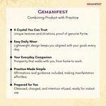 Gemanifest's Pyrite coin description card with text on a beige background
