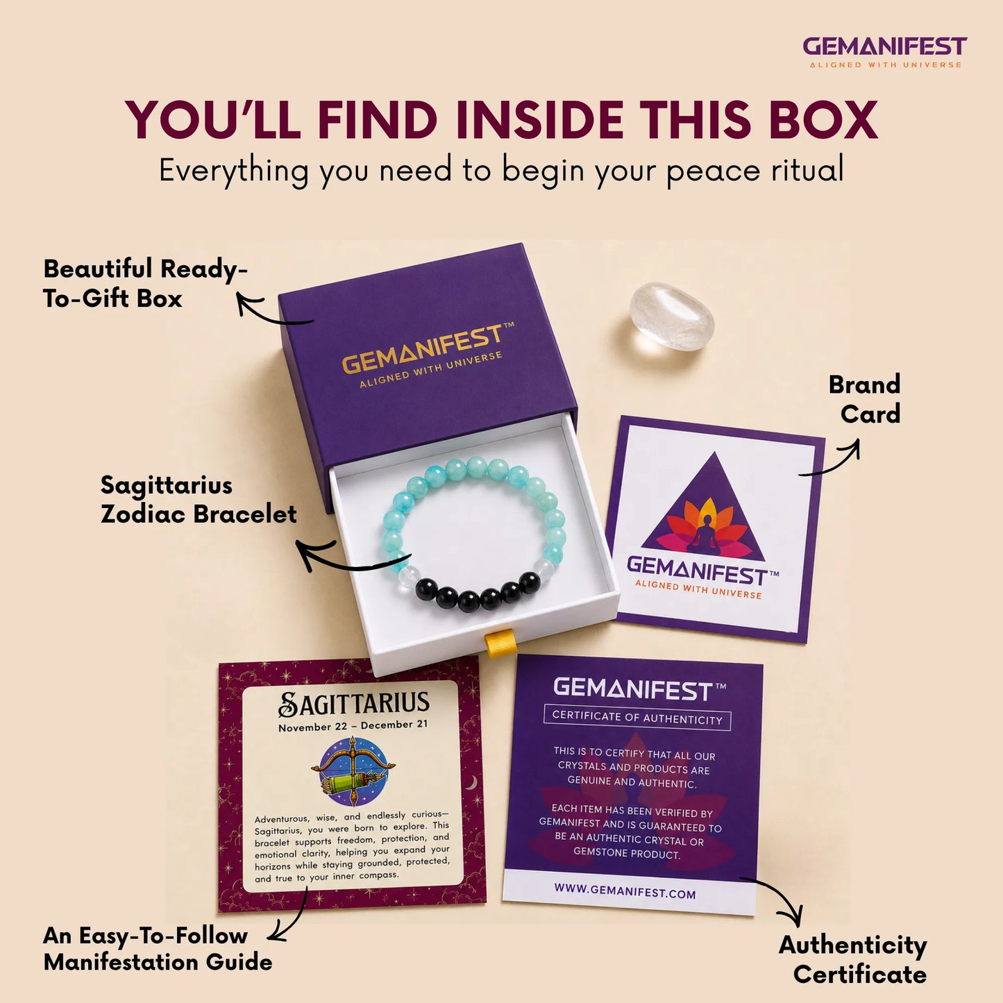 Sagittarius Zodiac Bracelet for Freedom, Optimism & Balance