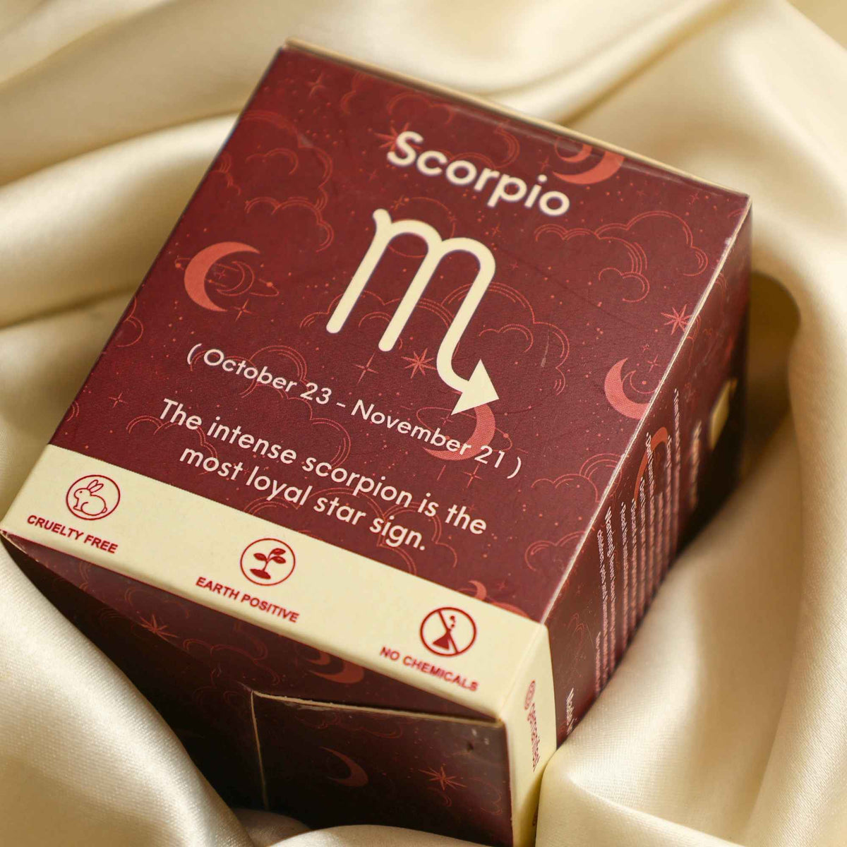 Scorpio Zodiac Manifestation Candle with gift ready packaging box for transformation and protection.