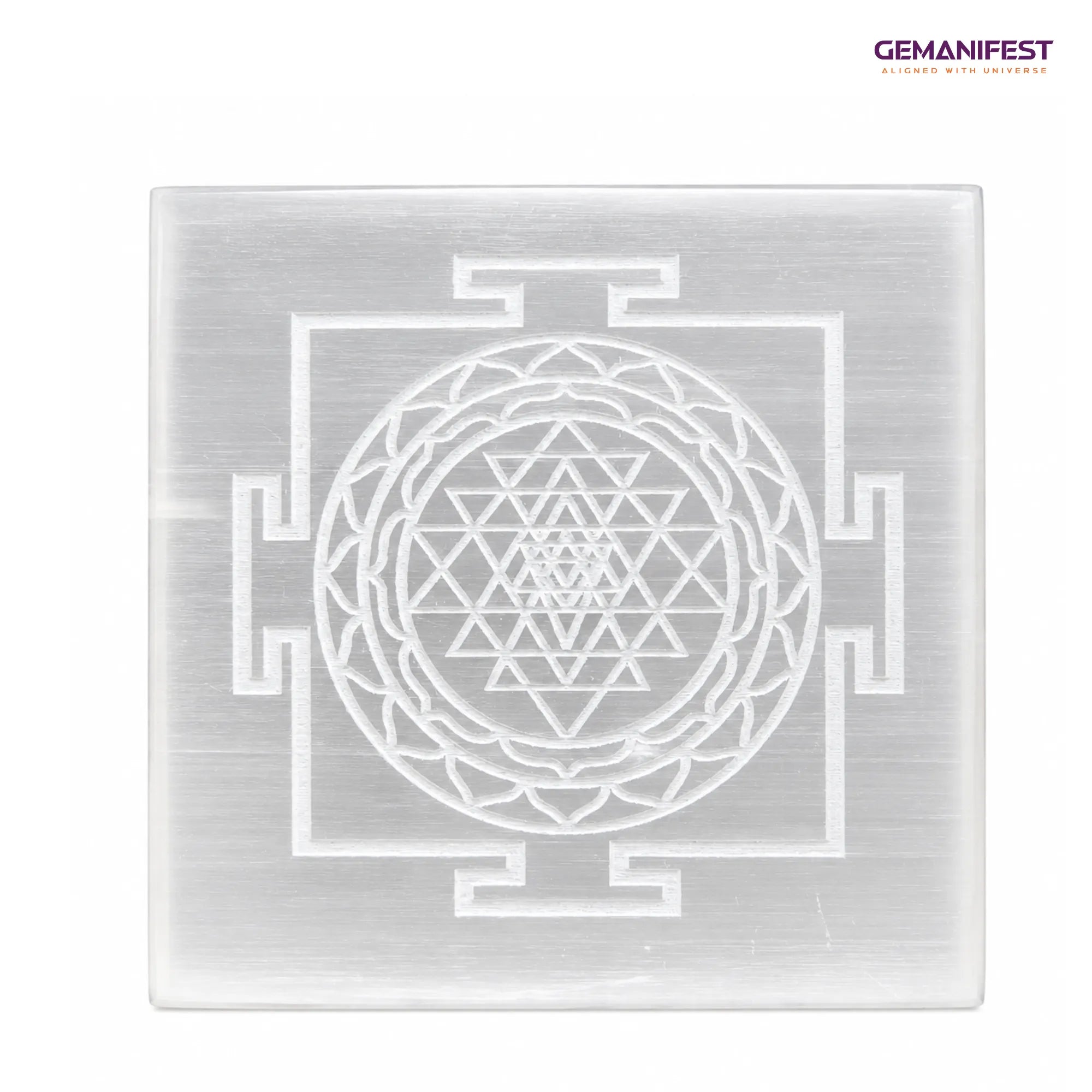 Shree Yantra Selenite Charging Plate for Clarity & Manifestation