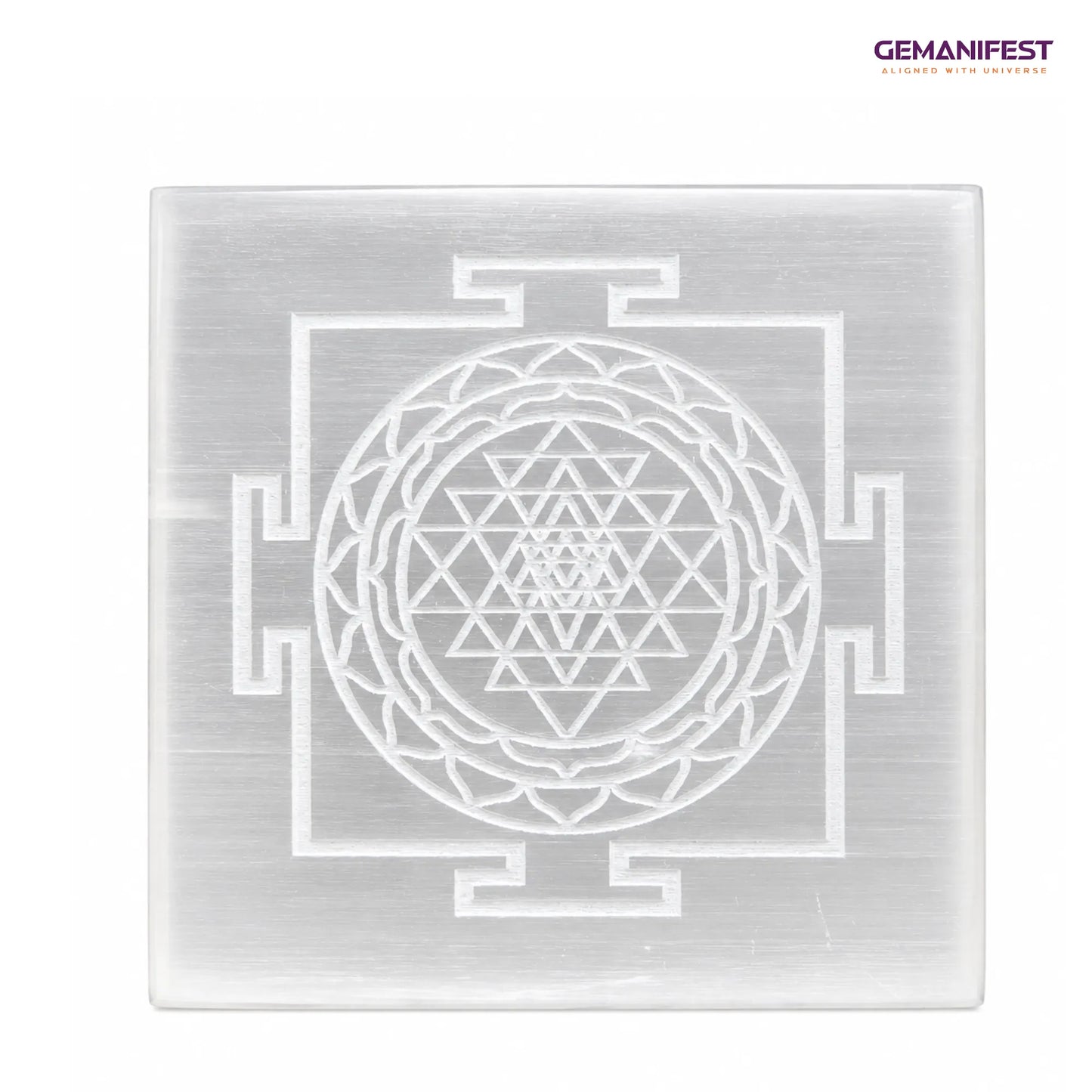 Shree Yantra Selenite Charging Plate for Clarity & Manifestation