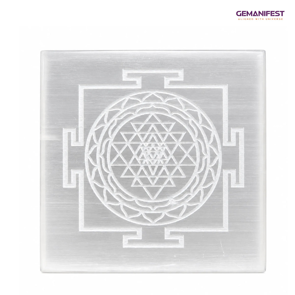 Shree Yantra Selenite Charging Plate for Clarity & Manifestation