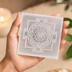 Shree Yantra Selenite Charging Plate for Clarity & Manifestation