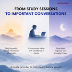 Person working on a laptop with mountain scenery, text about study sessions and conversations, and GEMANIFEST branding.