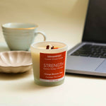Strength Manifestation Candle with lifestyle photoshoot for Energy & Motivation.