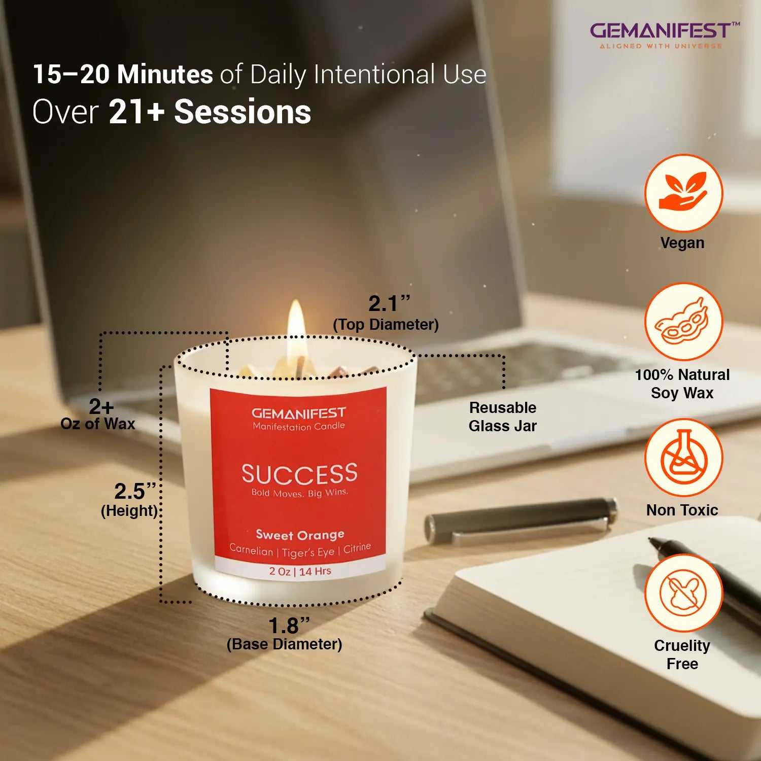 Gemanifest success candle specifications