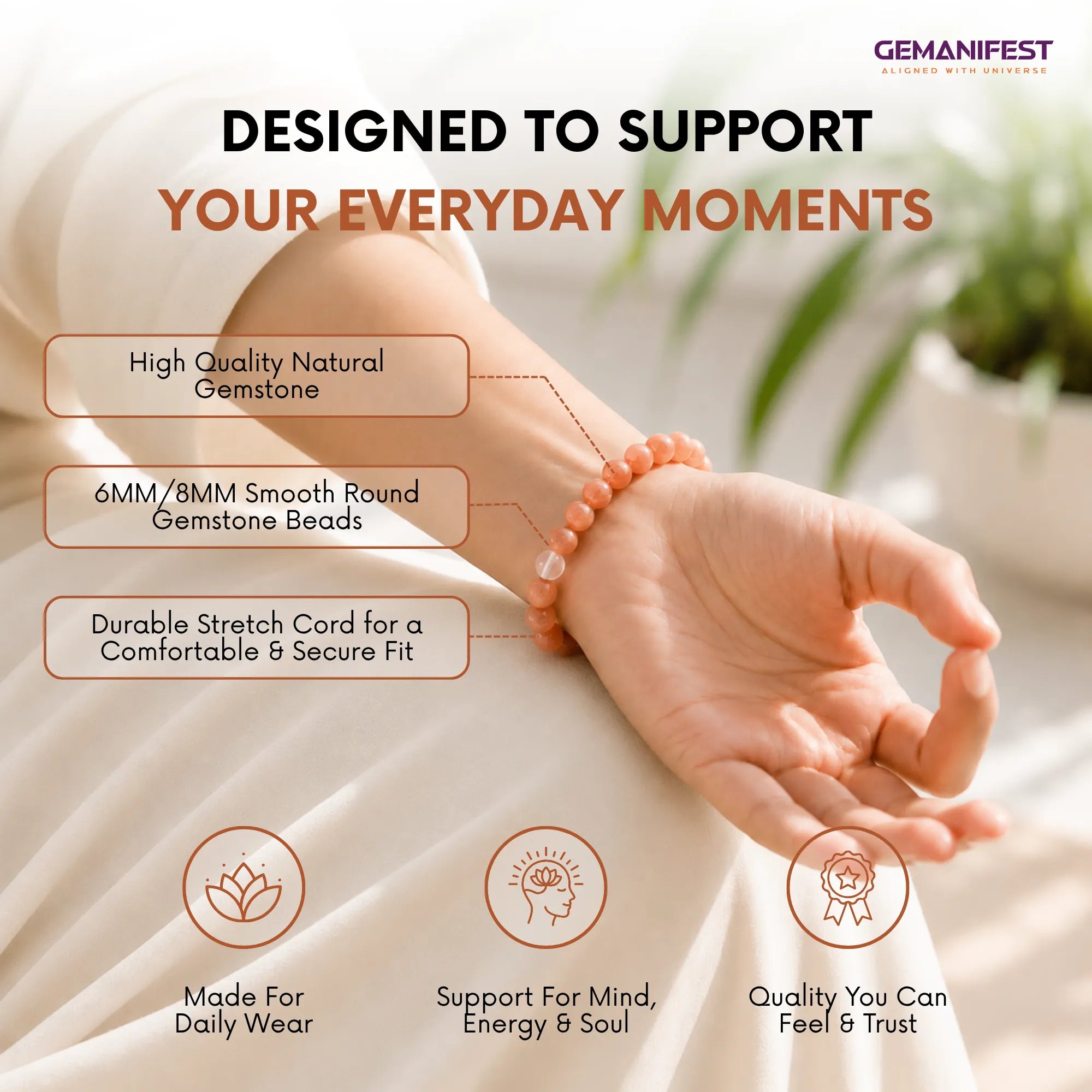 Sunstone Bracelet for Happiness & Inner Confidence