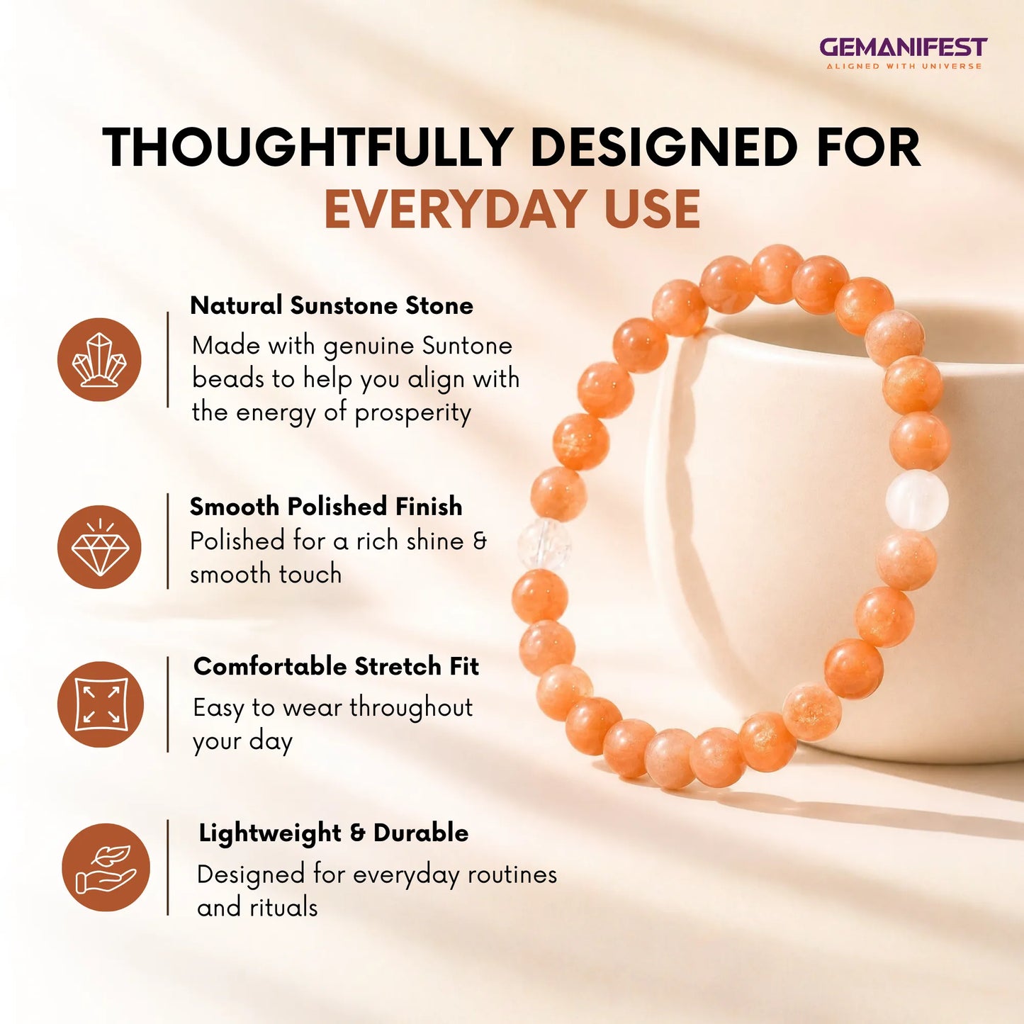 Sunstone Bracelet for Happiness & Inner Confidence