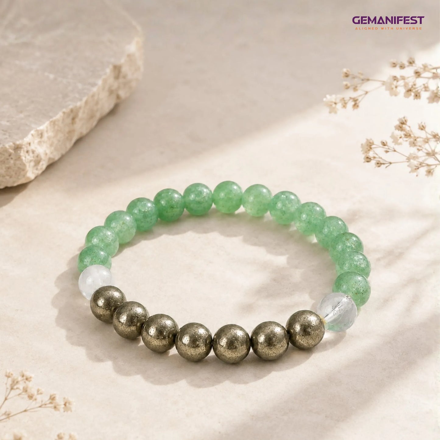 Taurus Zodiac Bracelet – Green Aventurine & Pyrite for Wealth