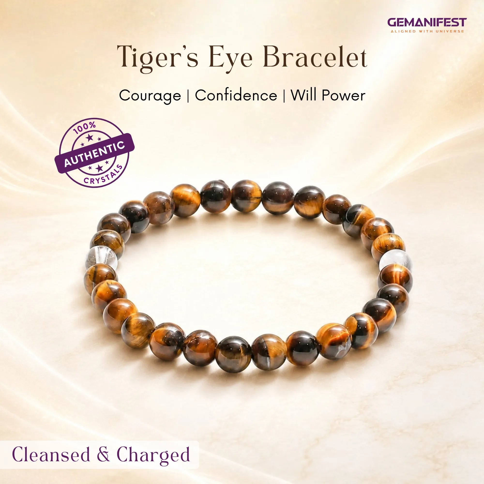 Courage and Confidence Tiger's Eye Manifestation Bracelet