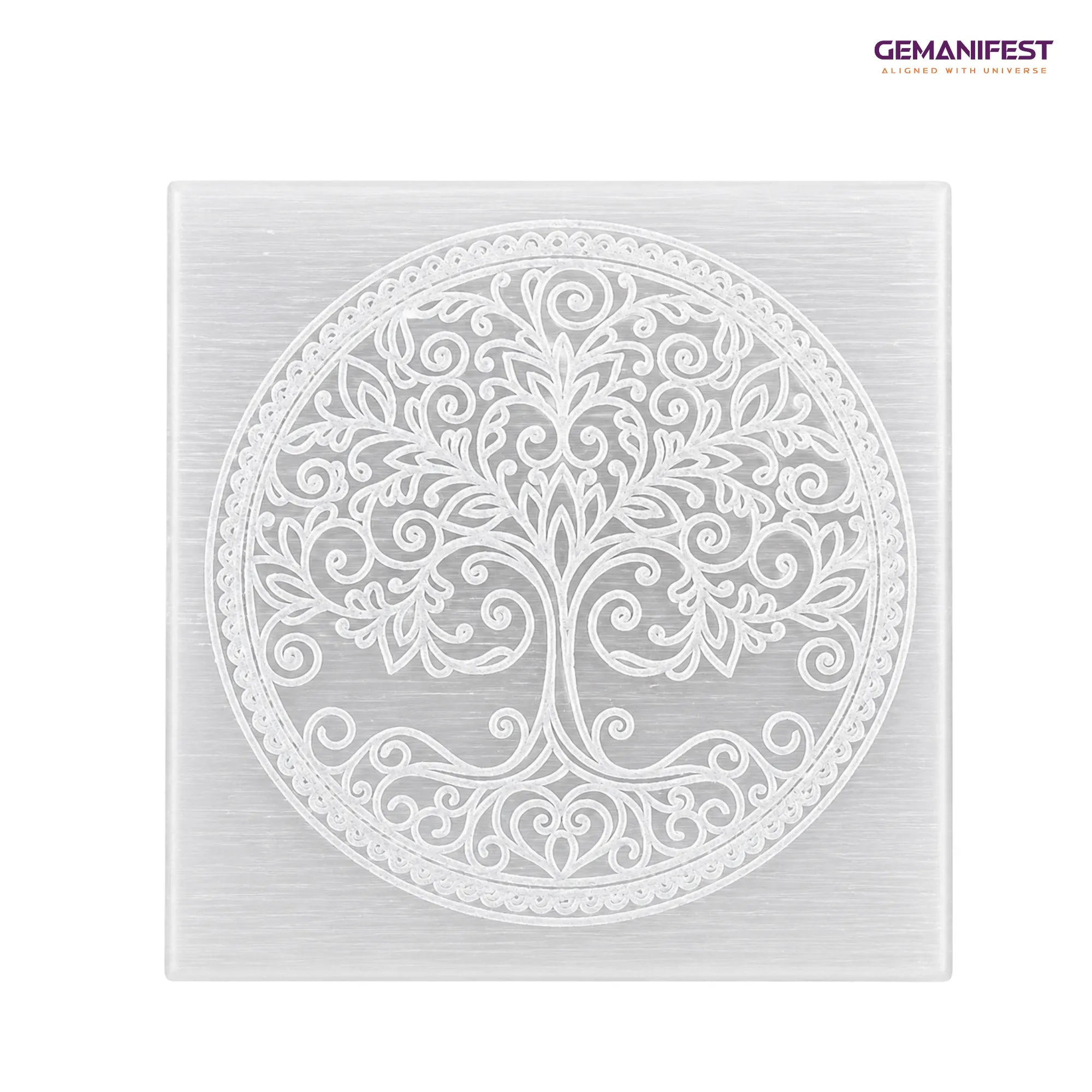 Tree of Life Selenite Charging Plate for Grounding & Manifestation