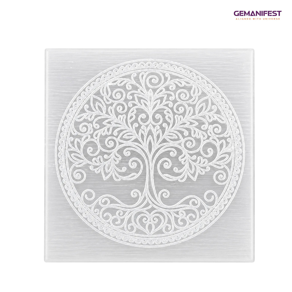 Tree of Life Selenite Charging Plate for Grounding & Manifestation