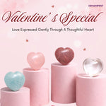 Valentine's Day advertisement with hearts Collection on pink stands and 'GEMANIFEST' branding.