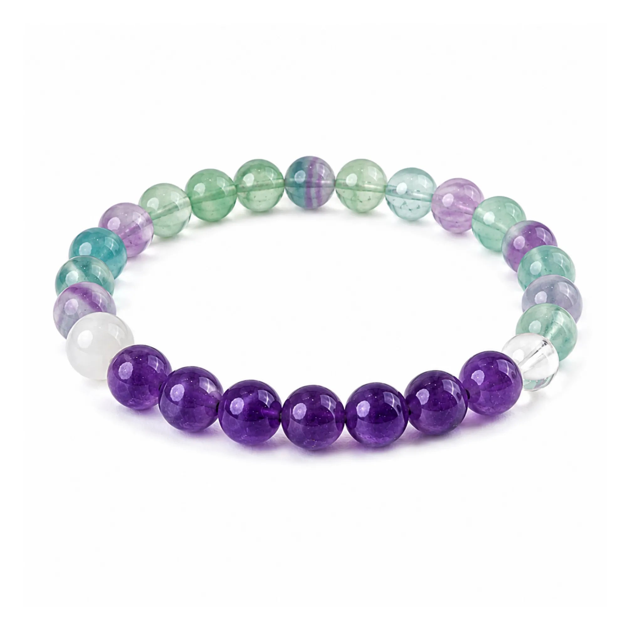 Virgo Zodiac Bracelet with Amethyst & Fluorite for Peace