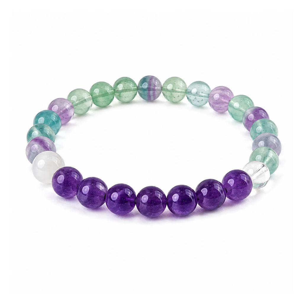 Virgo Zodiac Bracelet with Amethyst & Fluorite for Peace