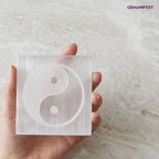 Yin Yang Selenite Charging Plate for Balance & Alignment