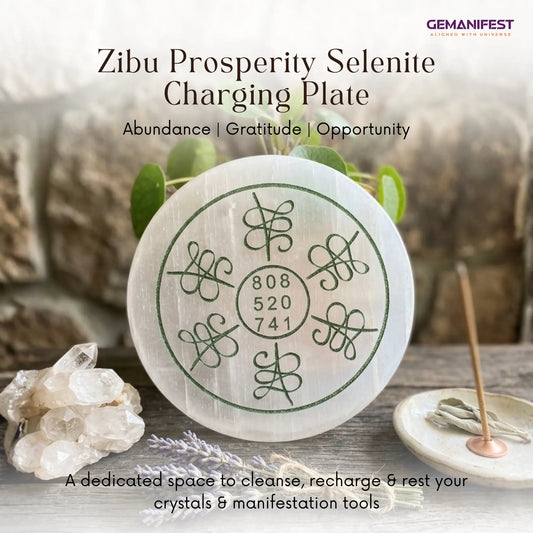 Zibu Prosperity Selenite Charging Plate for Abundance Manifestation